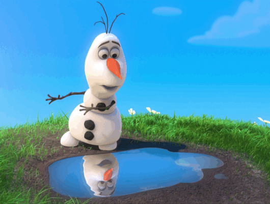 olaf jumping and melting in the sun gif