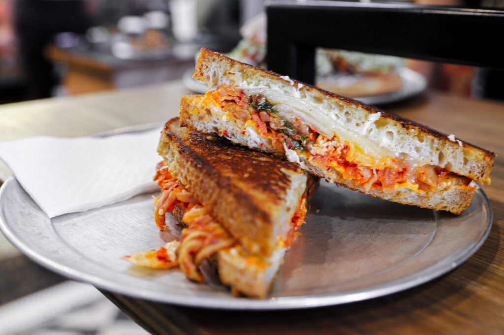 kimchi grilled cheese, park bench deli menu