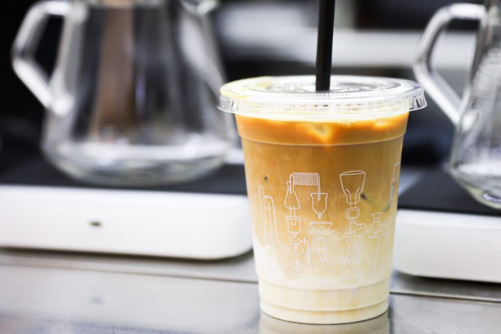 iced latte at alchemist cafe with dark matter blend
