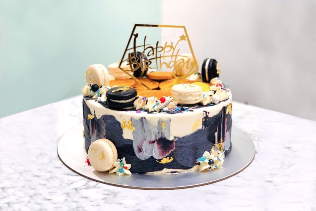 Gooby cakes customised cake, macarons on cake