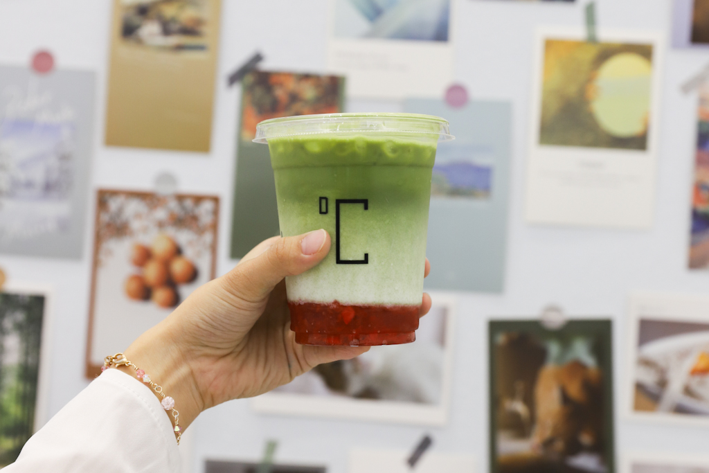 Matcha Strawberry Latte at Degree Celsius Cafe at Dhoby Ghaut