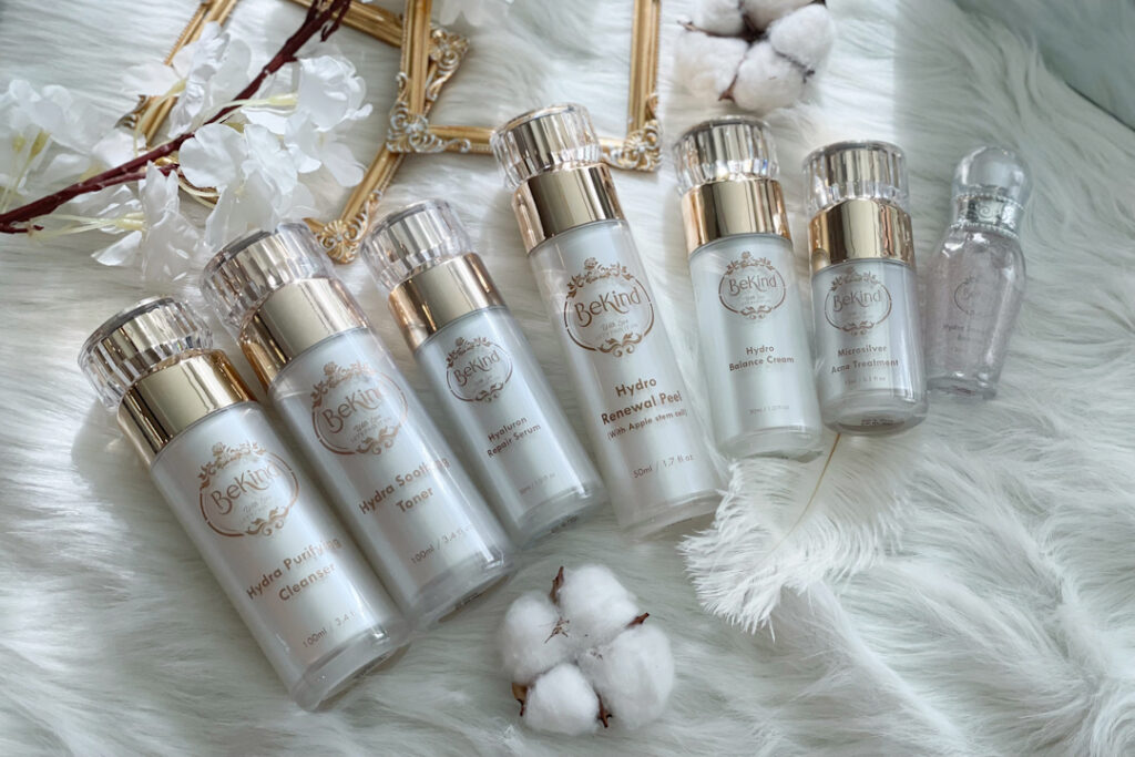 Skincare products from BeKind, launched by My Cozy Room