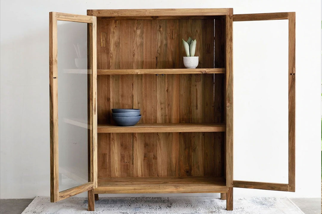 Reclaimed Teak Glass Cabinet. Source: Island Living