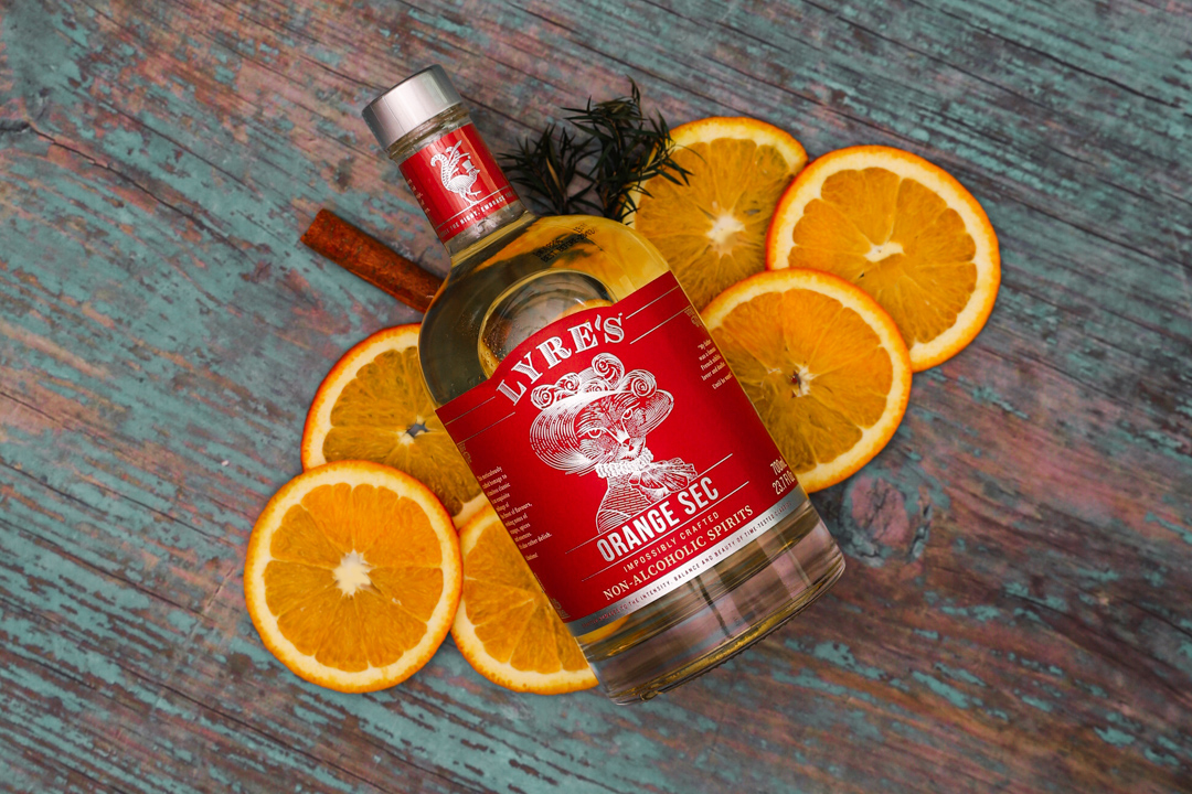 Professional flat lay of Lyre's Spirit Co Orange Sec