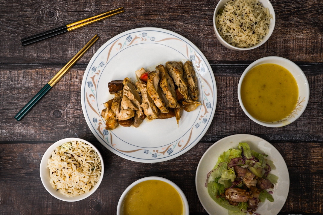 Flat lay of dinner catering services from Empress Kitchen Tingkat