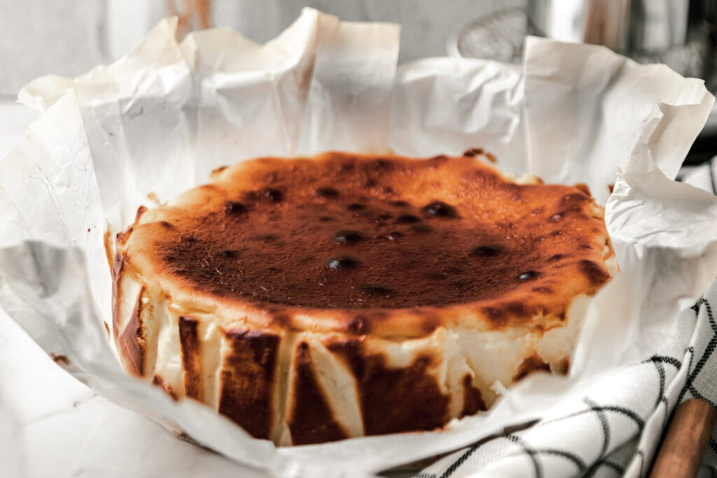 Basque burnt cheesecakes in a cafe in Singapore