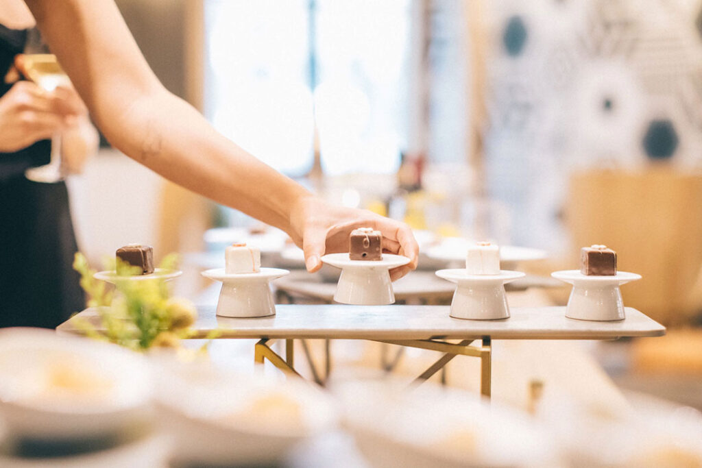 Marriott Bonvoy's food catering services in Singapore, offering finger food like croissants and muffins