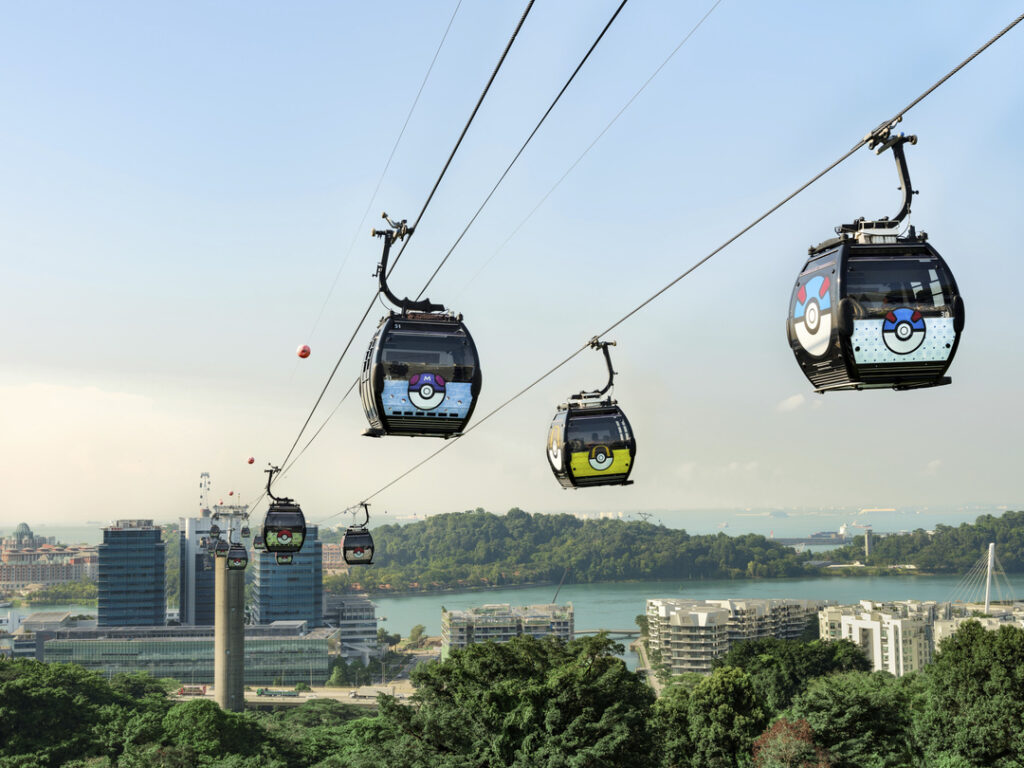 Pokemon cable cars in Singapore at Mount Faber, now with 5 types of Poke Balls
