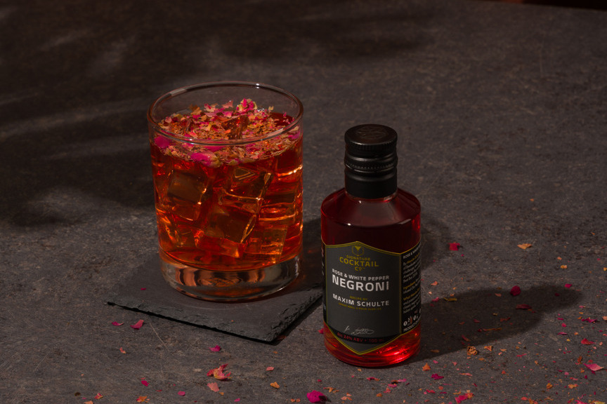 A bottle of Rose & White Pepper Negroni as a Mother's Day gift