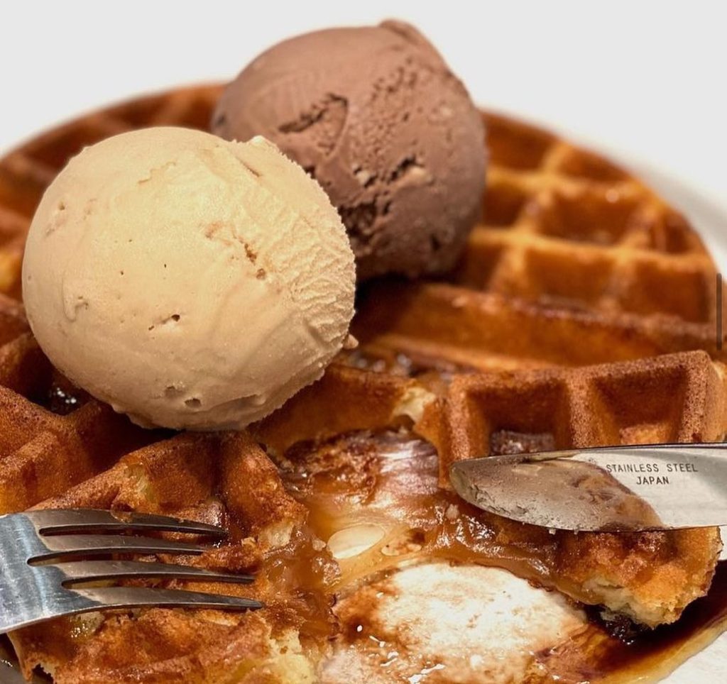 Nian Gao Waffles with local flavour ice cream 