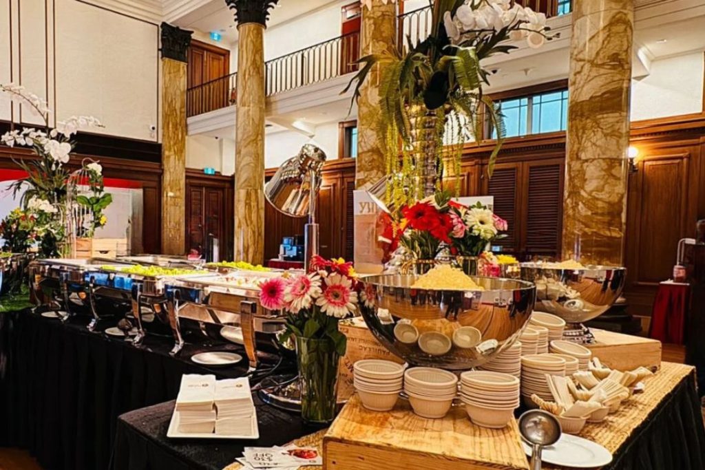 7th month halal  buffet catering set up by Eatz Catering