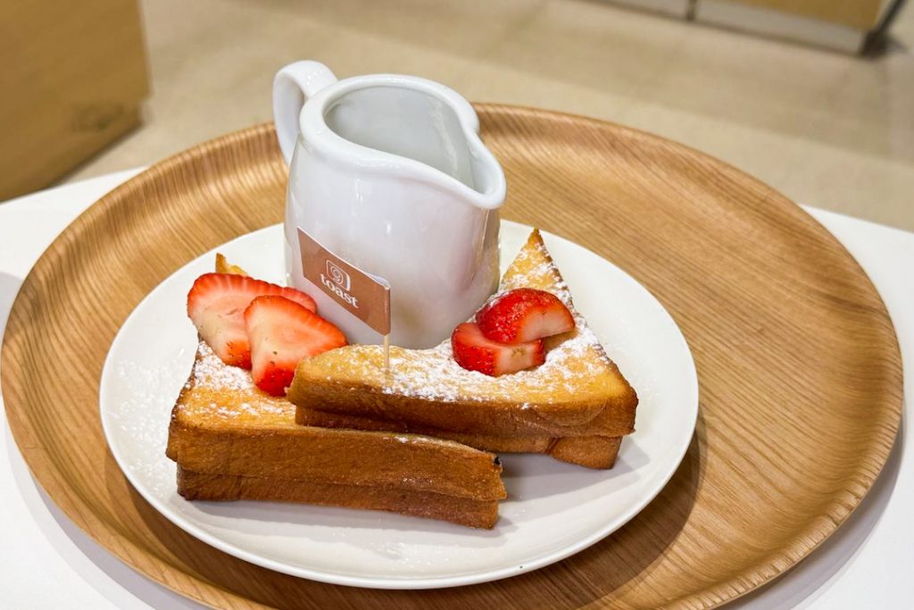 Original Honey Glazed Toast with injeolmi and frothed milk at 9Toast Cafe Singapore