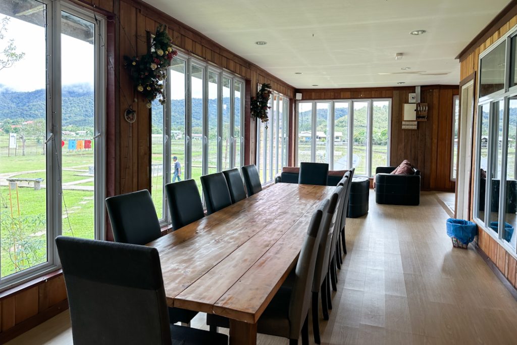 Indoor main dining hall at the main house