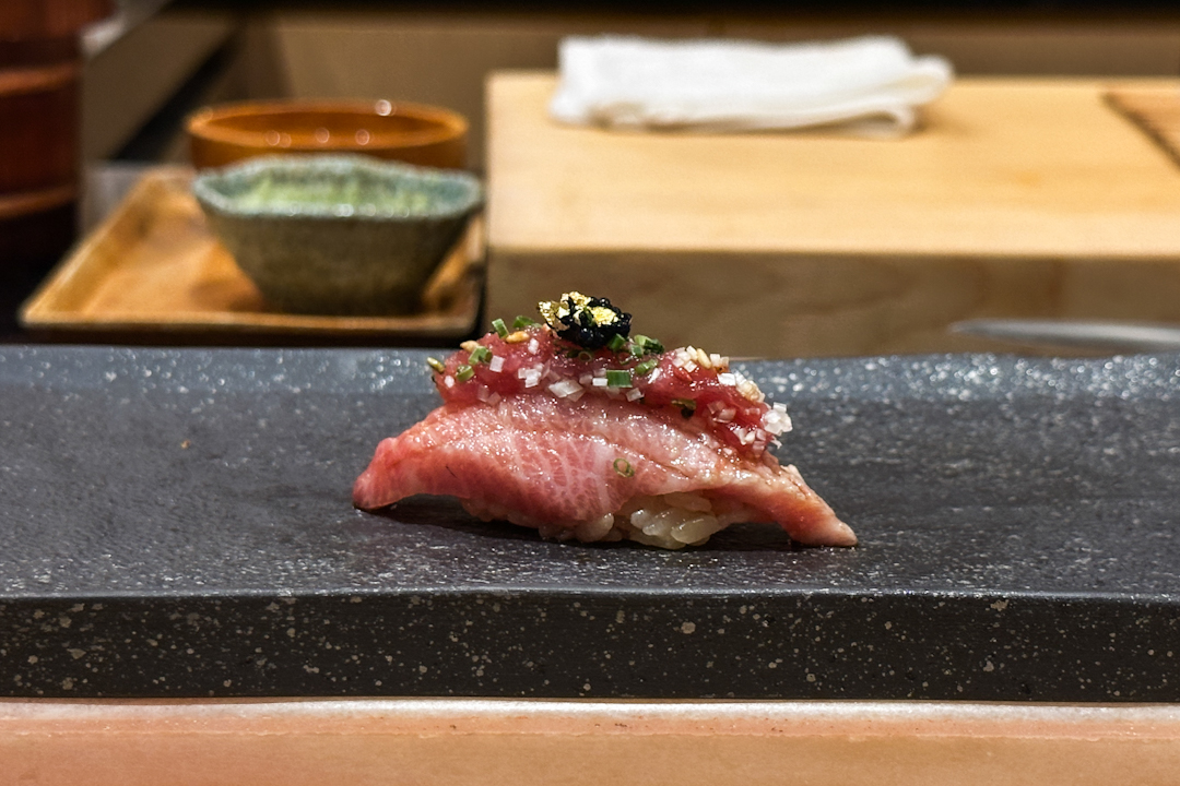 Otoro with Negitoro and Garlic at Hiryu