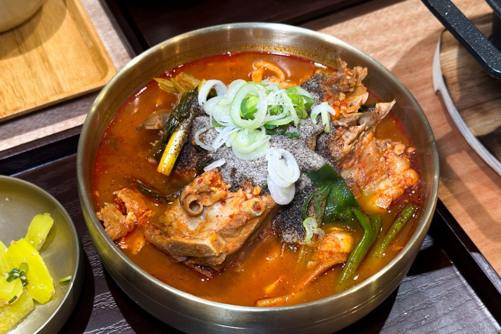 Korean hangover pork ribs soup noodles