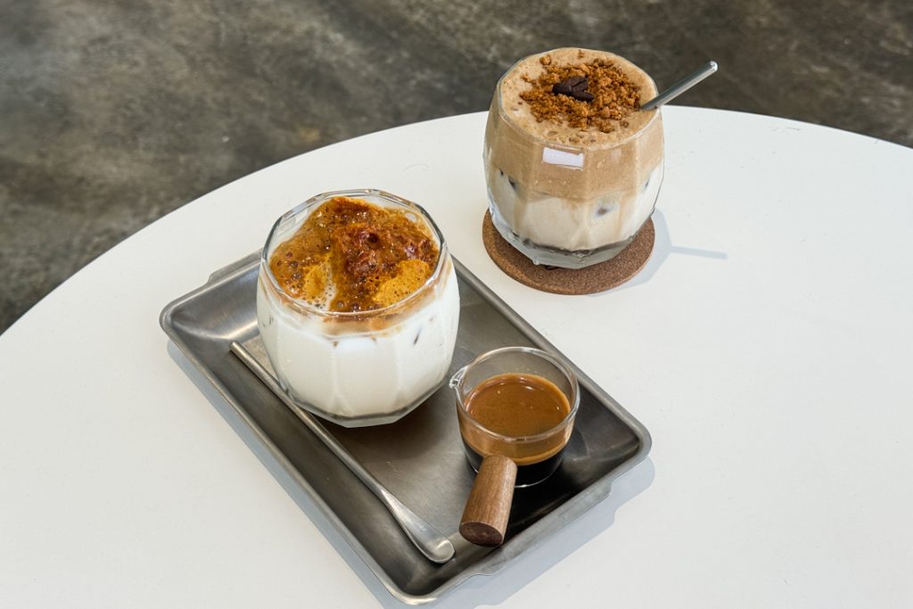 Iced Honeycomb Latte ($7) and Bisukofu Cloud Brew ($8)