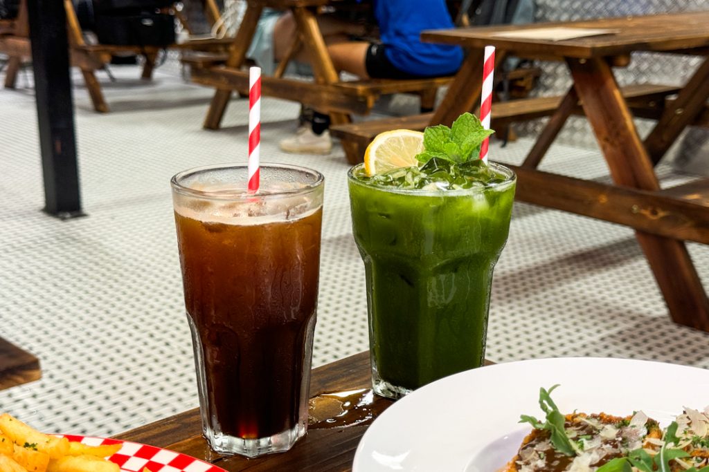 Coffee and Yuzu & Matcha Soda at Joji's 