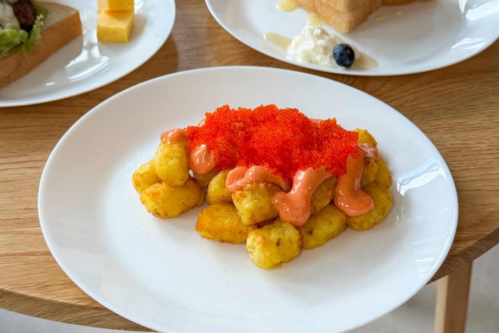 Tater Tots with Mentaiko and Tobiko