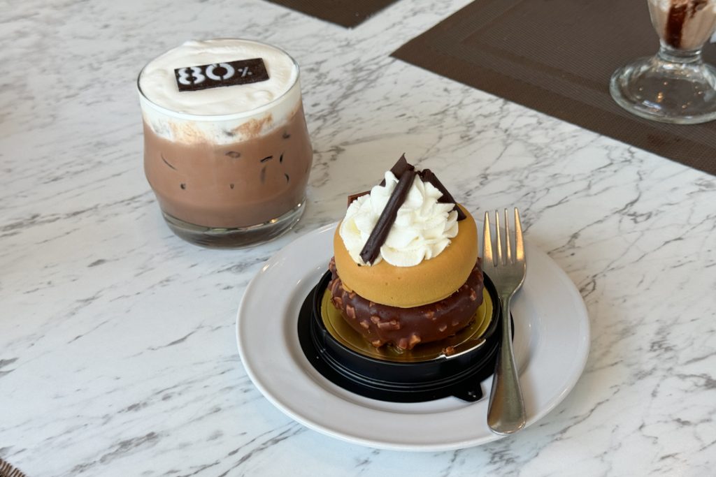 Iced chocolate and chocolate cake at The Chocolate Factory Hua Hin