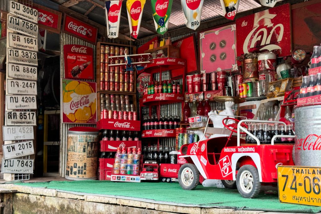 Coke merchandise at Damoensaduak Floating Market