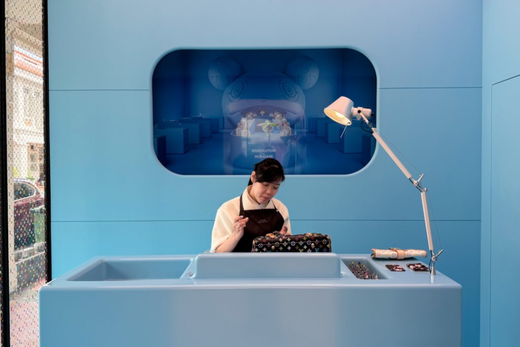 Repair and polish station at Louis Vuitton x Murakami pop-up