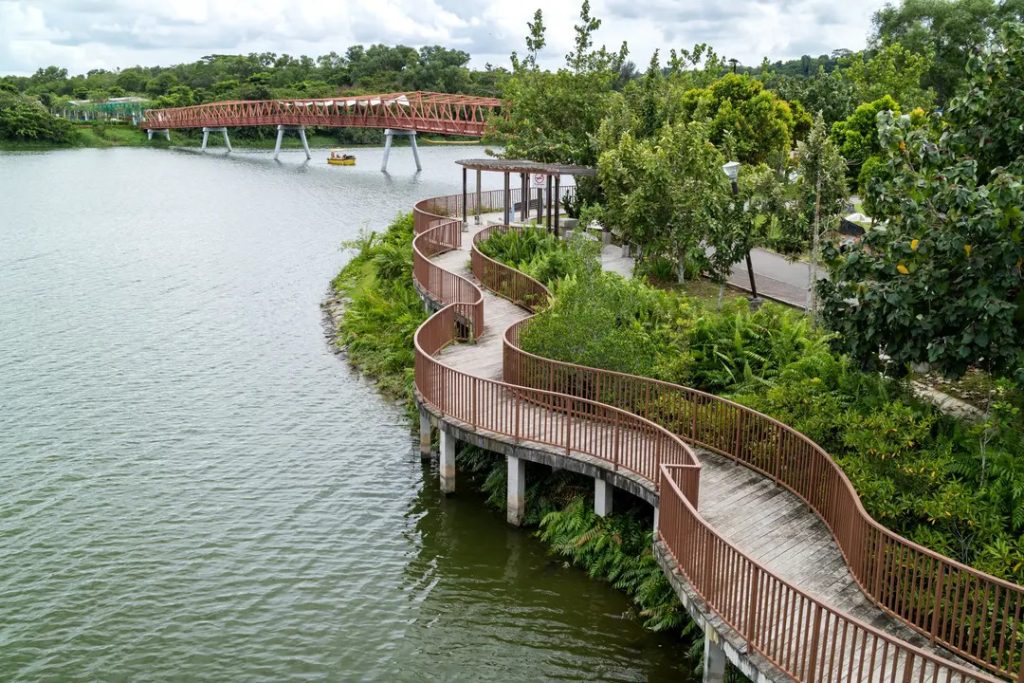 The iconic Lorong Halls bridge along the park