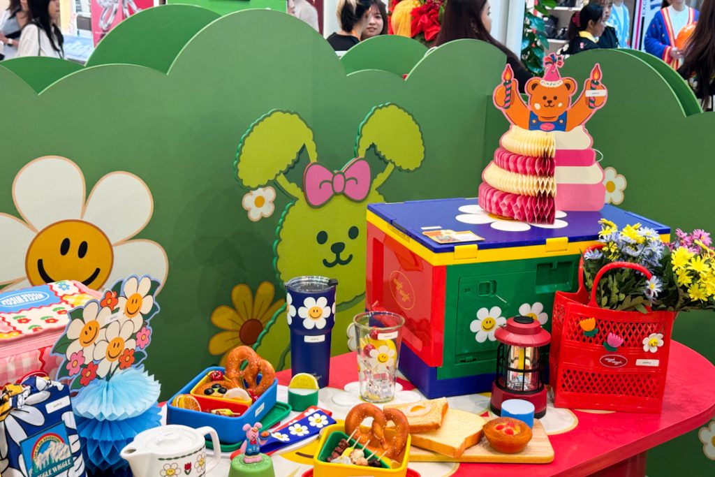 Merch display at Wiggle Wiggle pop-up