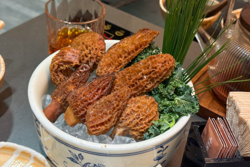 Morrell mushrooms at Mojie Mushroom hotpot in Shenzhen