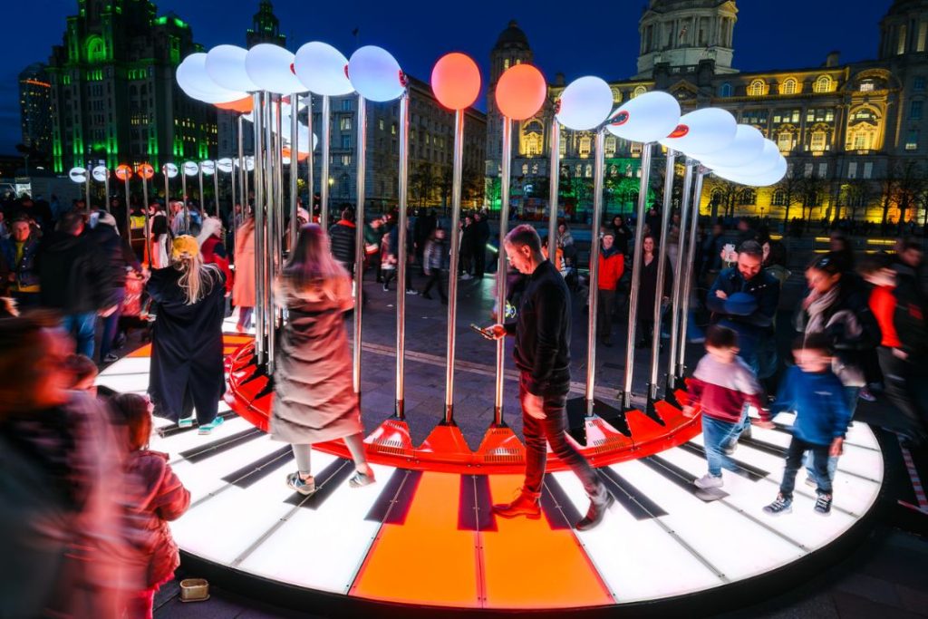 Piano Walk interactive artwork at i Light Singapore