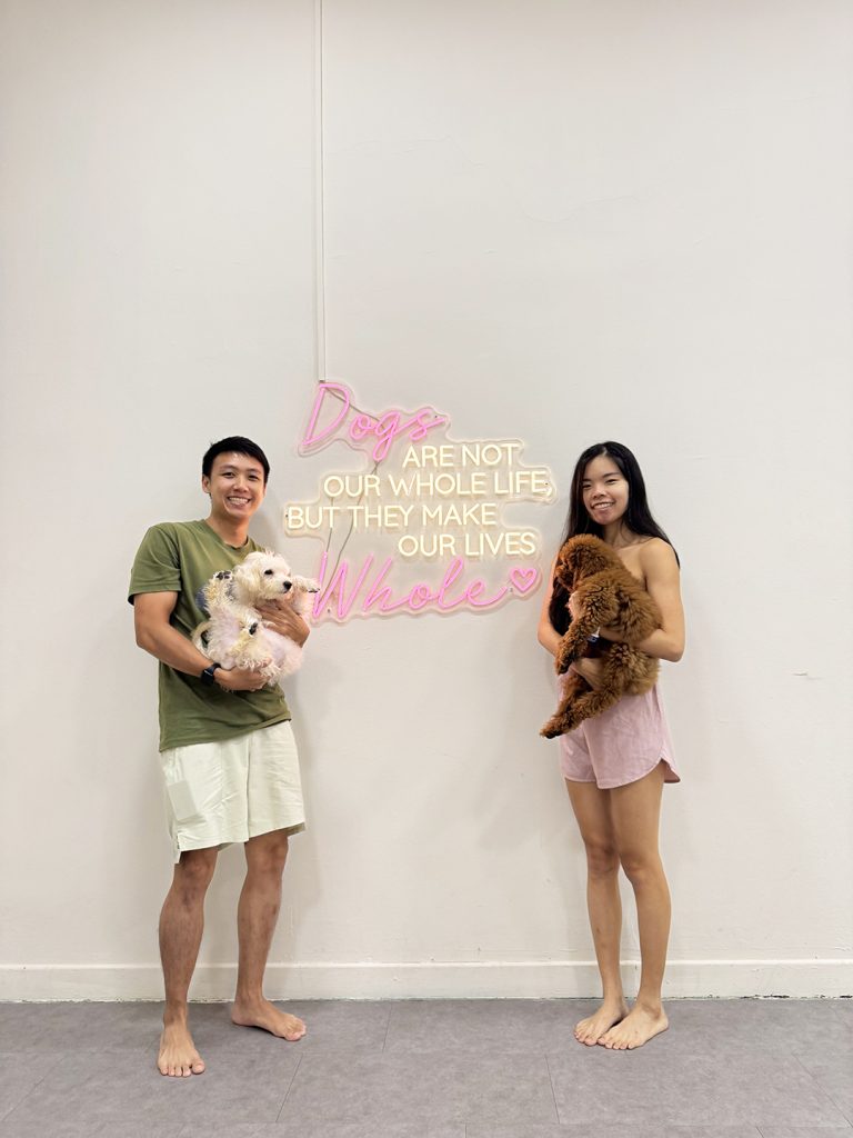 Taking pictures with puppies