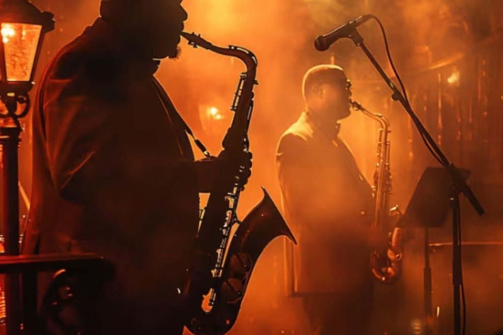 Silhouette of saxophone players at The Jazz Room Singapore