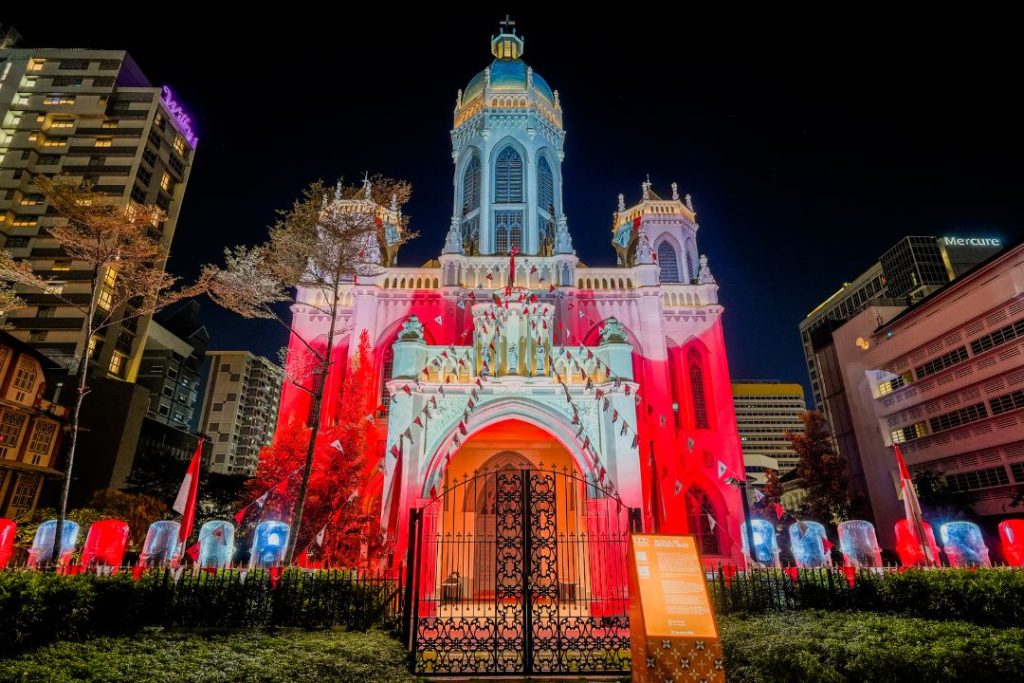 St Joseph Church light projection during SNF 2025