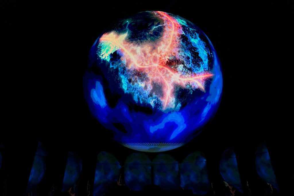 Maritime route globe at Singapore Odyssea A Journey Through Time exhibition at National Museum of Singapore