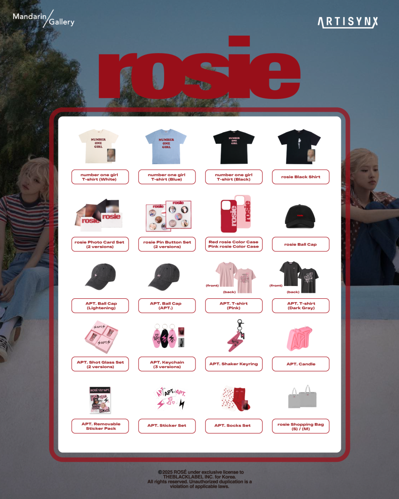 Full list of ROSIE pop-up merch