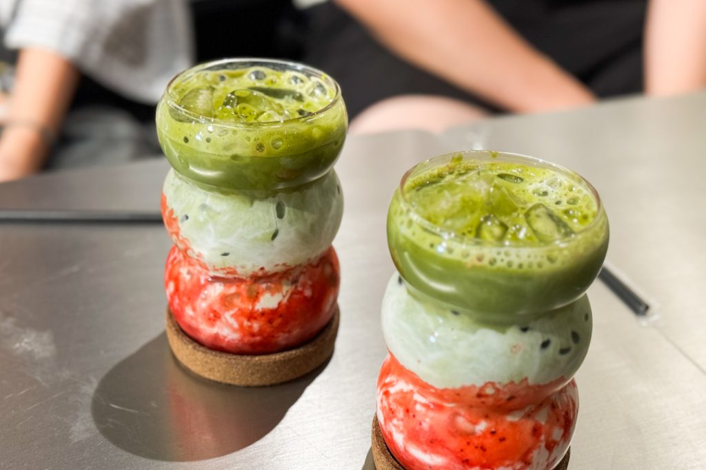 Iced Strawberry Matcha Latte in JB
