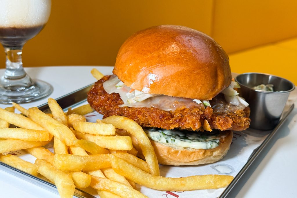 fried chicken sandwich at Fortuna Terrazza 