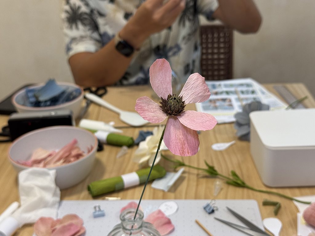 Almost finished paper flower at DIY workshop