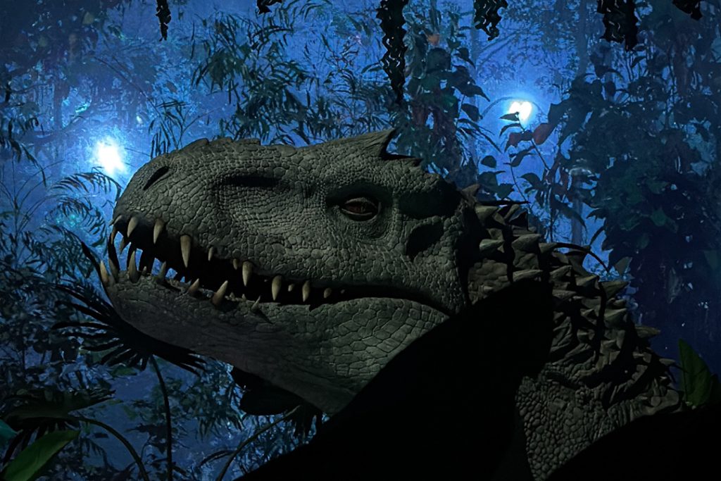 Close up of Distortus Rex at Jurassic The Experience Bangkok