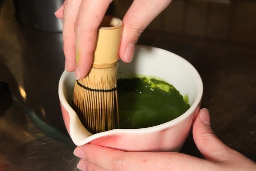 Whisking matcha powder directly