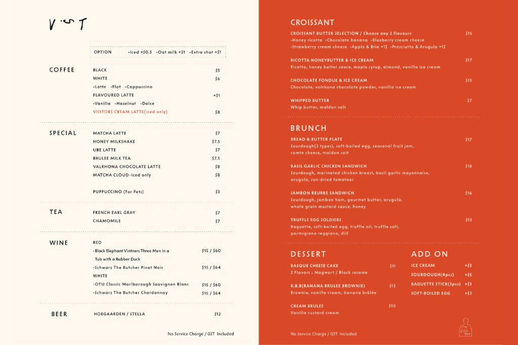 Visitors Cafe Menu