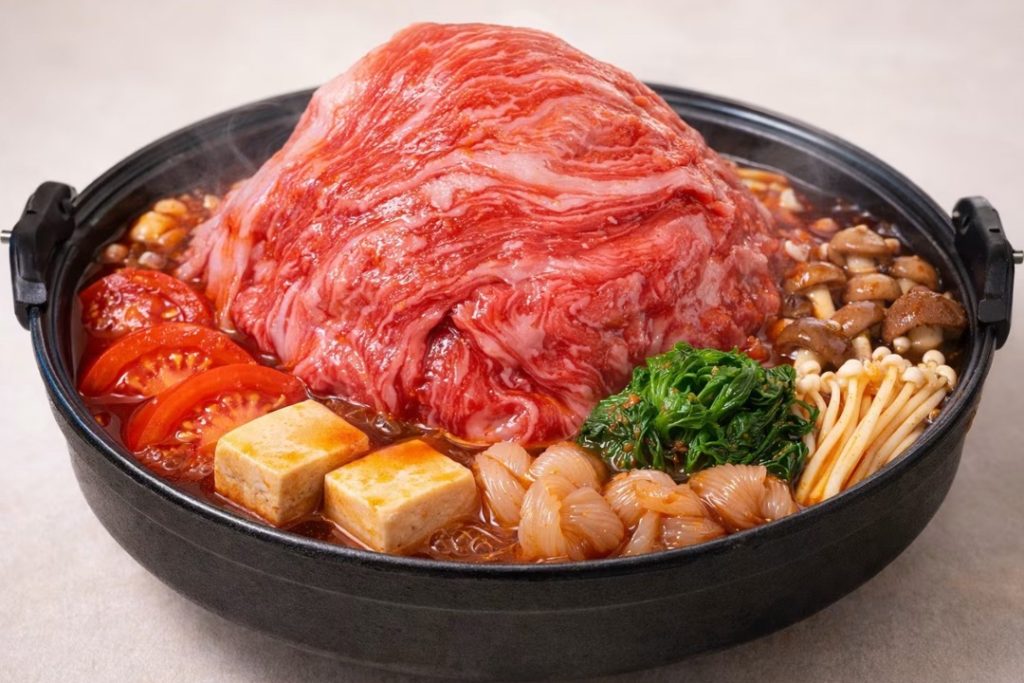 A5 wagyu sukiyaki mountain pot at SukiyakiJIN Shaw Centre Singapore