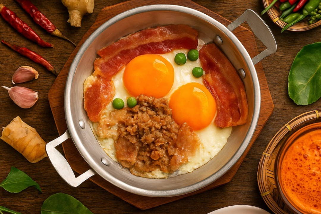 Kai krata Thai pan eggs with minced pork at Yaowarat Cafe Tanjong Pagar Singapore