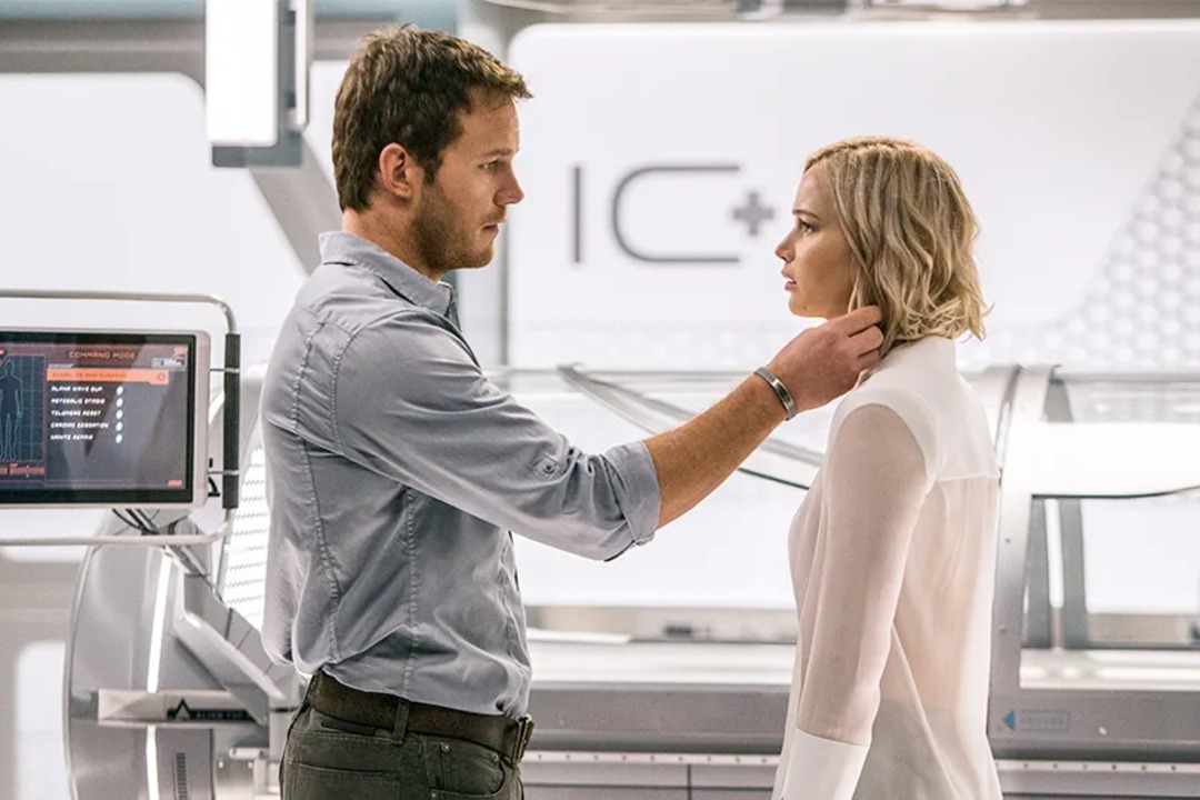 Chris Pratt and Jennifer Lawrence in Passengers 2016
