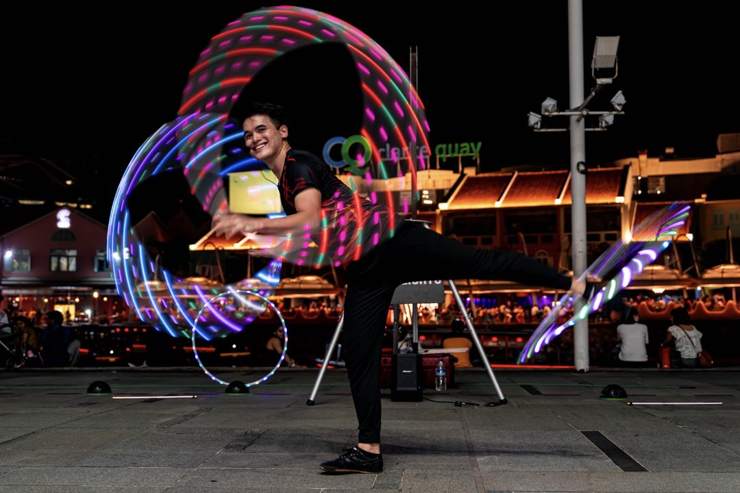 Acrobatic and street performers at The River Rhythm, Fountain Square Clarke Quay, Singapore River Festival 2026